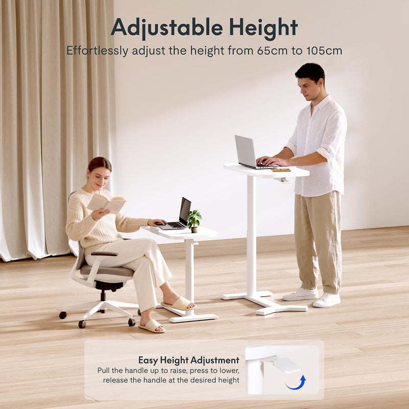 Overbed Table with Wheels Adjustable Height Bedside Rolling