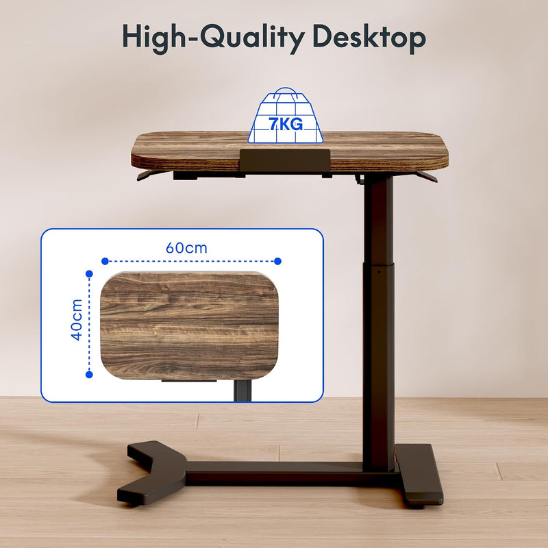 Overbed Table with Wheels Adjustable Height Bedside Rolling