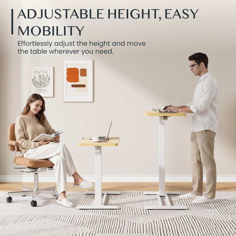Overbed Table with Wheels Adjustable Height Bedside Rolling