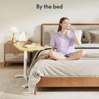 Overbed Table with Wheels Adjustable Height Bedside Rolling