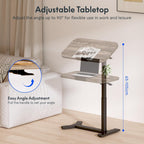 Overbed Table with Wheels Adjustable Height Bedside Rolling