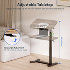 Overbed Table with Wheels Adjustable Height Bedside Rolling