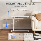 Overbed Table with Wheels Adjustable Height Bedside Rolling
