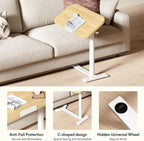 Overbed Table with Wheels Adjustable Height Bedside Rolling