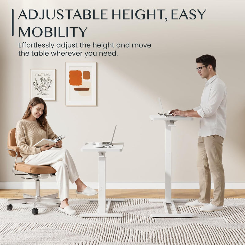 Overbed Table with Wheels Adjustable Height Bedside Rolling