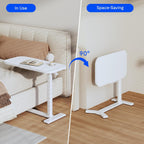 Overbed Table with Wheels Adjustable Height Bedside Rolling