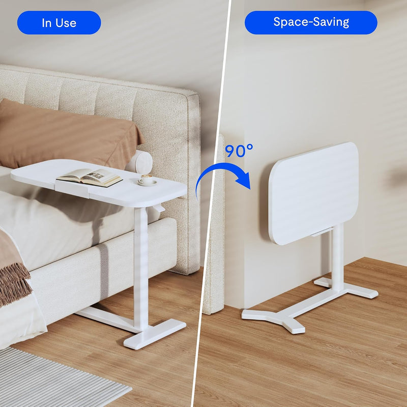 Overbed Table with Wheels Adjustable Height Bedside Rolling