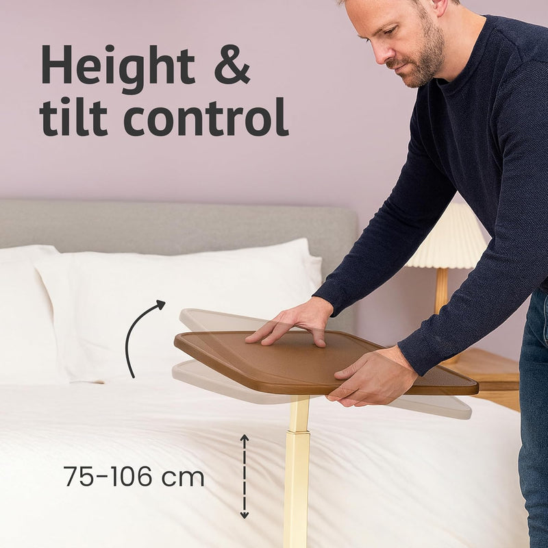 Overbed Table with Wheels Adjustable Over Bed