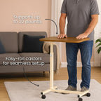 Overbed Table with Wheels Adjustable Over Bed