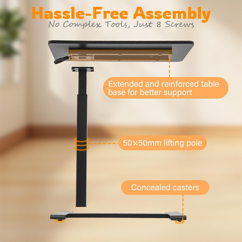 Overbed Table with Wheels Hospital Bed Pneumatic Height
