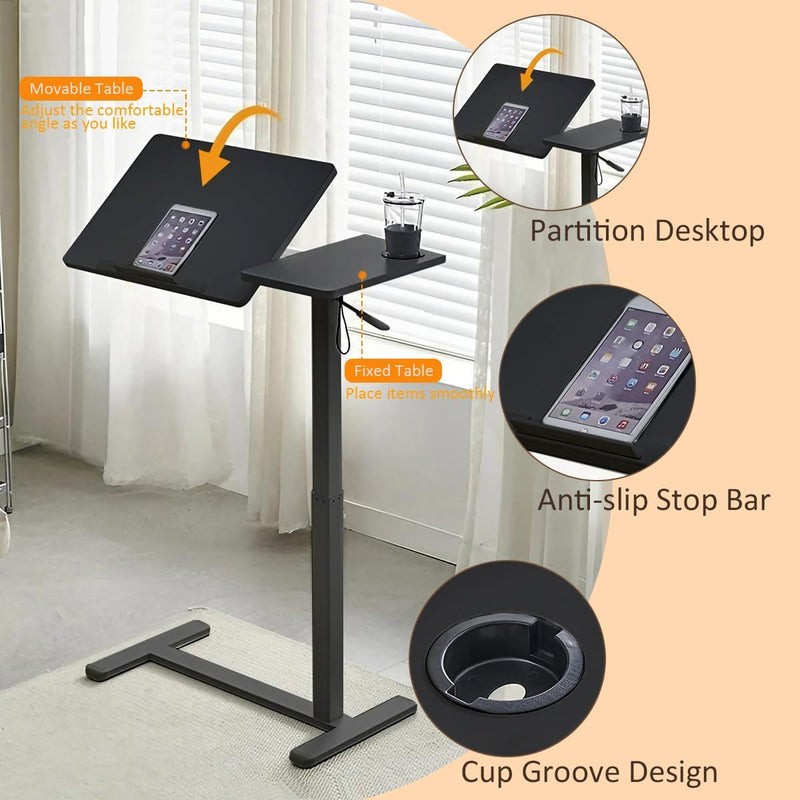 Overbed Table with Wheels Hospital Bed Pneumatic Height