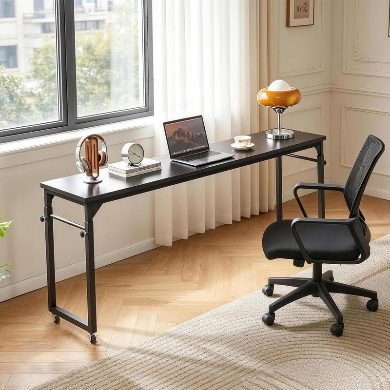 Overbed Table with Wheels Mobile Bed Desk Adjustable
