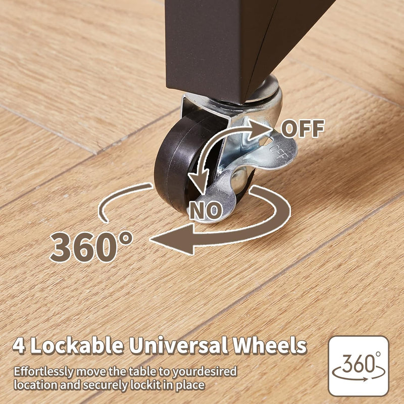 Overbed Table with Wheels Mobile Bed Desk Adjustable