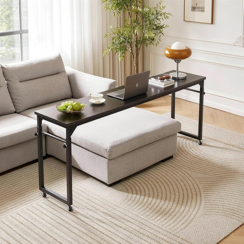 Overbed Table with Wheels Mobile Bed Desk Adjustable