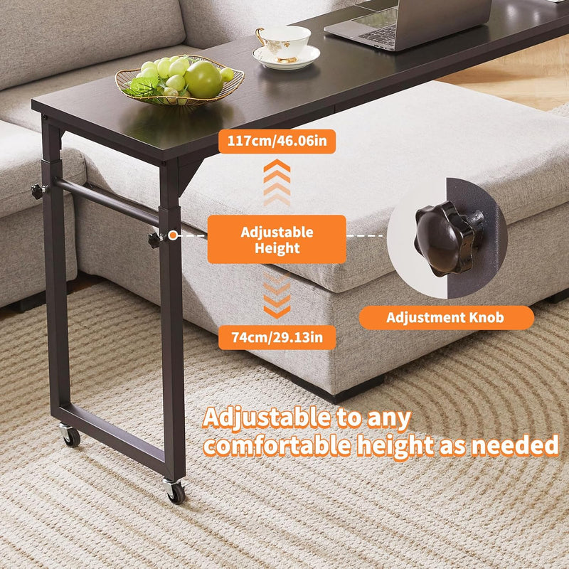 Overbed Table with Wheels Mobile Bed Desk Adjustable