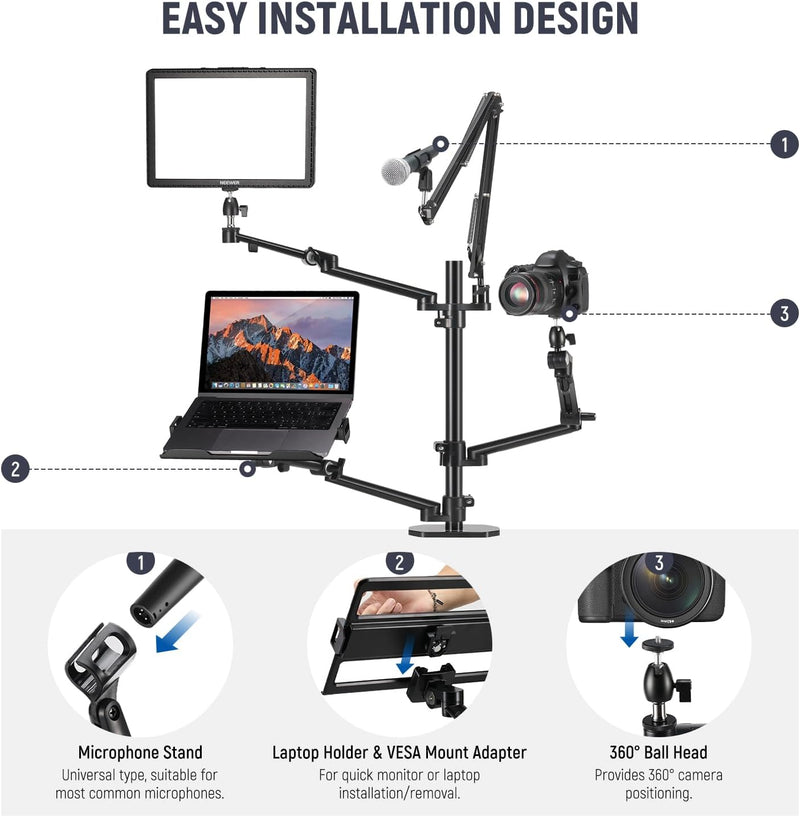 Overhead Camera Stand Desk Mount Rig
