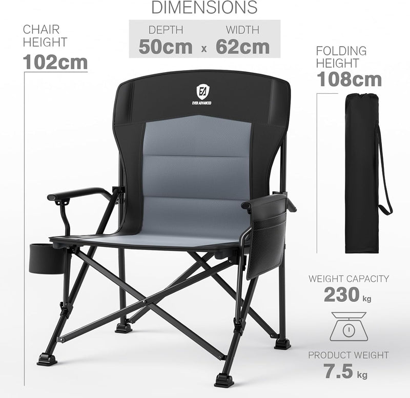 Oversized Camping Chair for Adults with Lumbar Support