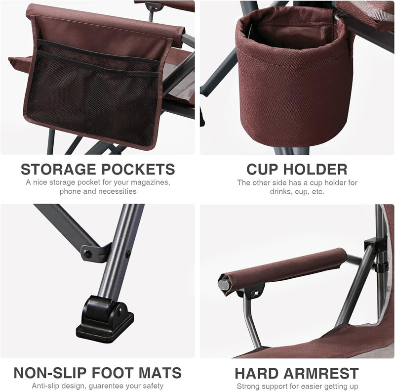 Oversized Camping Chair for Adults with Lumbar Support