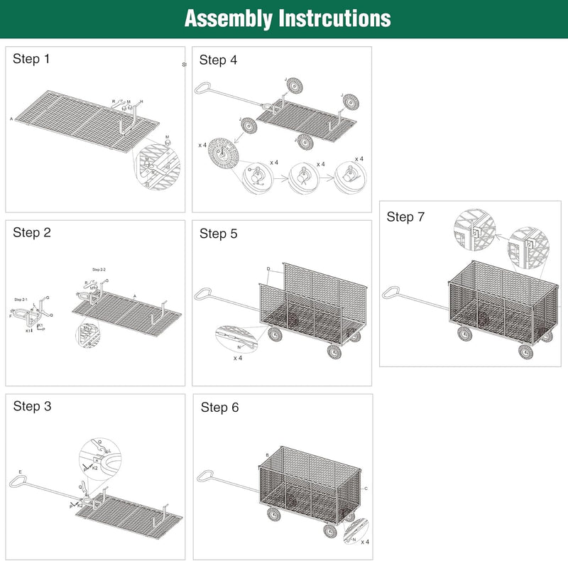 Oversized Garden Carts Wagon 800 Lbs Capacity