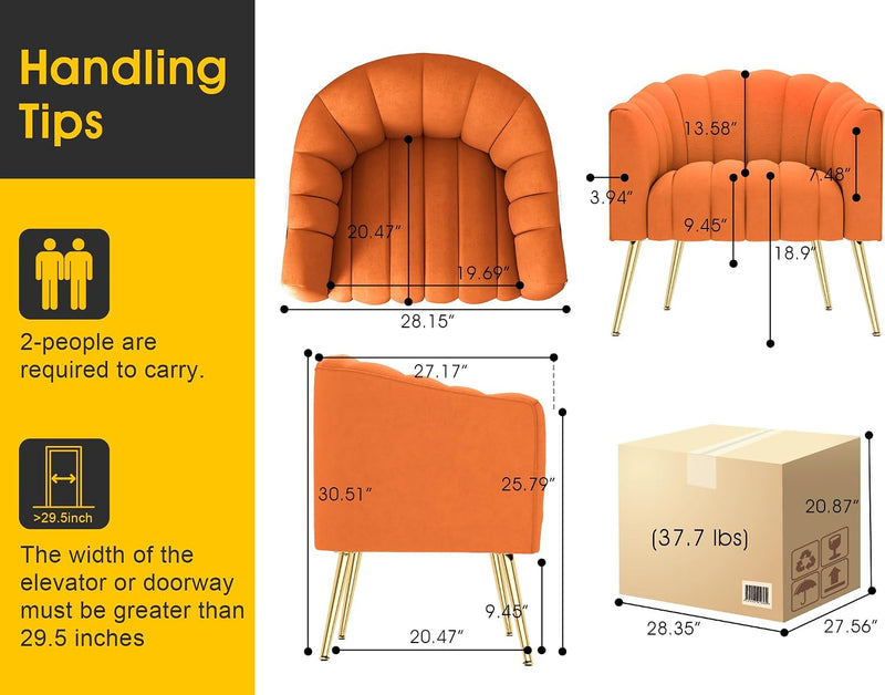 Oversized Pumpkin Couch Accent Chair Modern Comfy Velvet