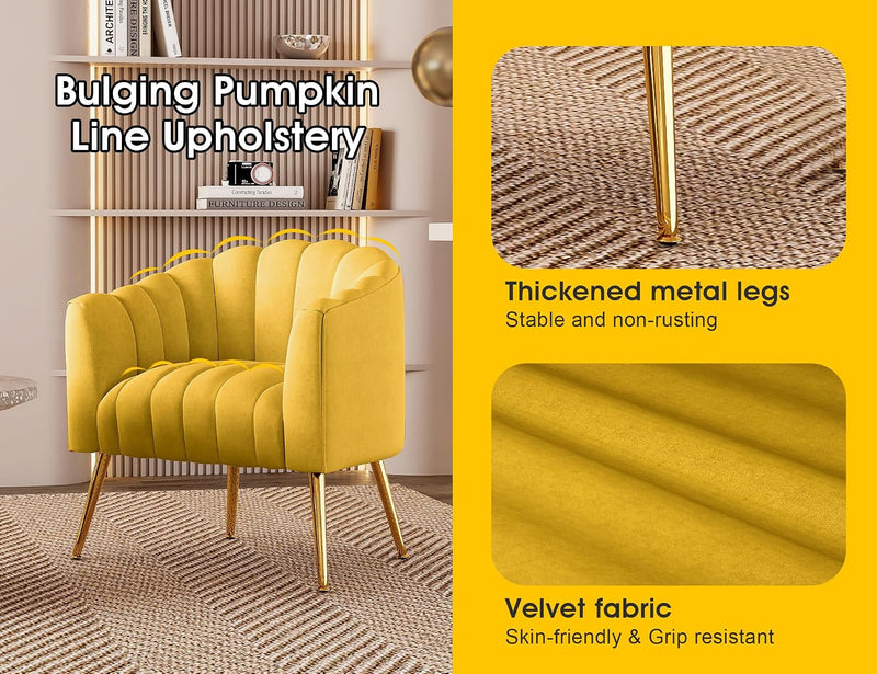 Oversized Pumpkin Couch Accent Chair Modern Comfy Velvet