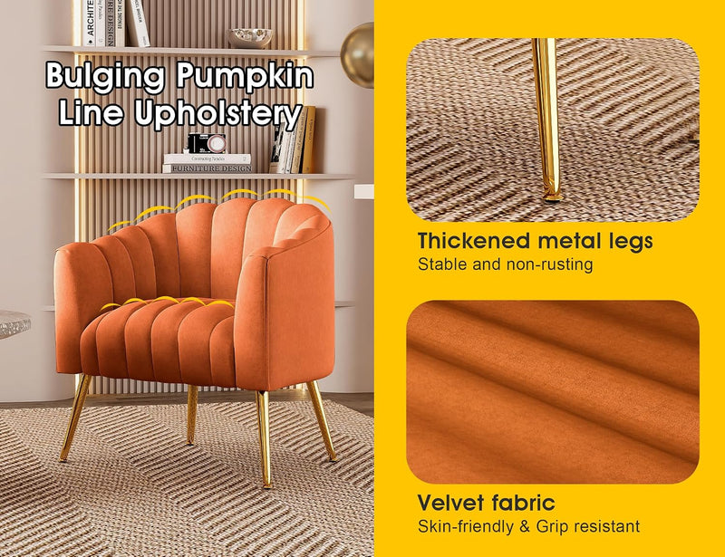 Oversized Pumpkin Couch Accent Chair Modern Comfy Velvet