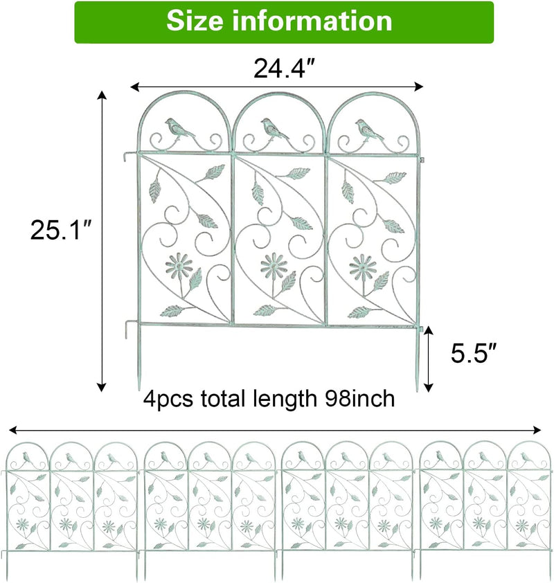Garden Picket Fence Rustic Style Decorative Panels 97 Inch (4 Pack)