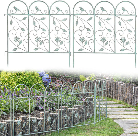 Pack of 4 Garden Picket Fence Rustic Style