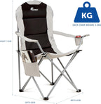 Padded Camping Chairs Deluxe Folding with Cup Holder (Set of 2)