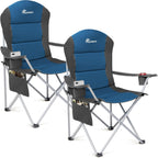Padded Camping Chairs Deluxe Folding with Cup Holder (Set of 2)