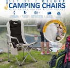 Padded Camping Chairs Deluxe Folding with Cup Holder (Set of 2)