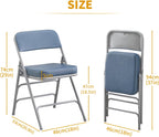 Padded Folding Chair Foldable with Fabic Thick Cushion (2 Pack)