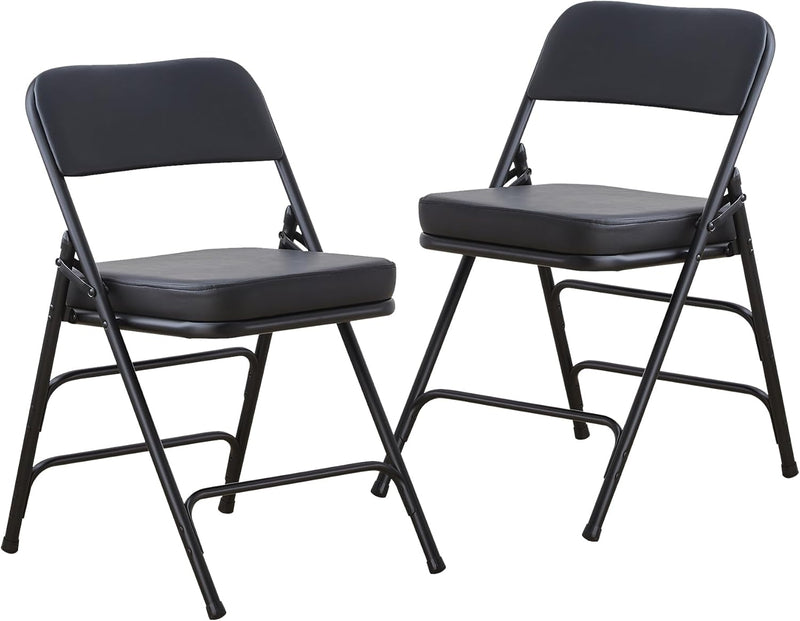 Padded Folding Chair Foldable with Fabic Thick Cushion (2 Pack)