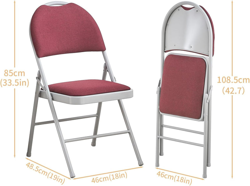 Padded Folding Chair Foldable with Fabic Thick Cushion (2 Pack)