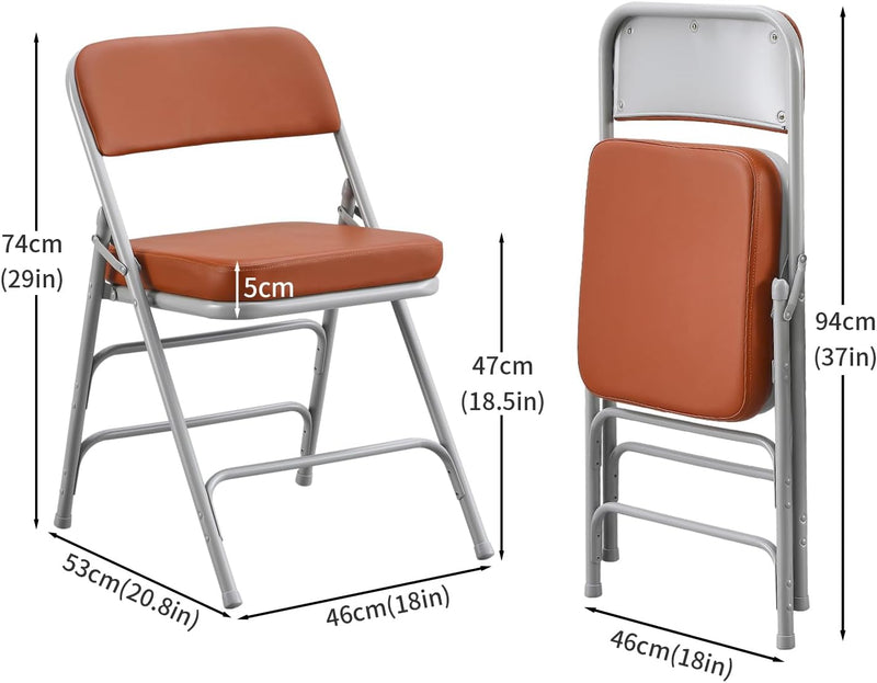 Padded Folding Chair Foldable with Fabic Thick Cushion (2 Pack)
