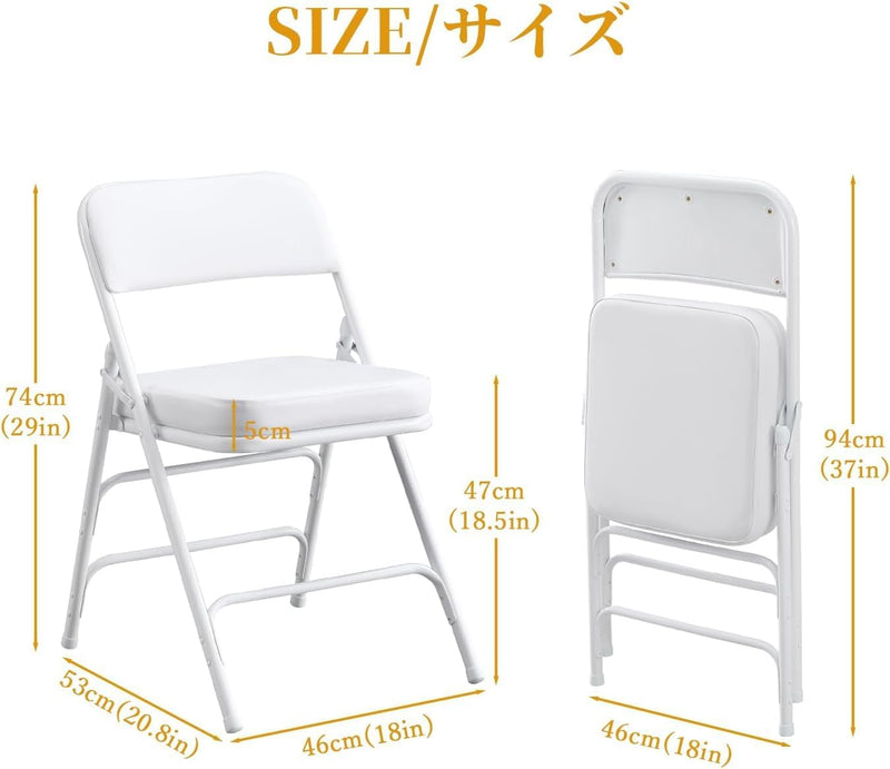 Padded Folding Chair Foldable with Fabic Thick Cushion (2 Pack)