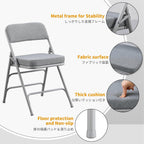 Padded Folding Chair Foldable with Fabic Thick Cushion (2 Pack)