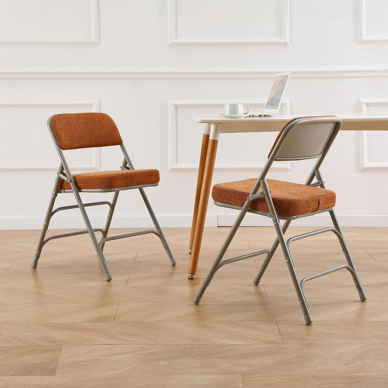 Padded Folding Chair Foldable with Fabic Thick Cushion (2 Pack)