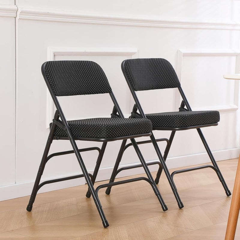 Padded Folding Chair Foldable with Fabic Thick Cushion (2 Pack)