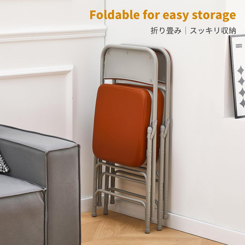 Padded Folding Chair Foldable with Fabic Thick Cushion (2 Pack)