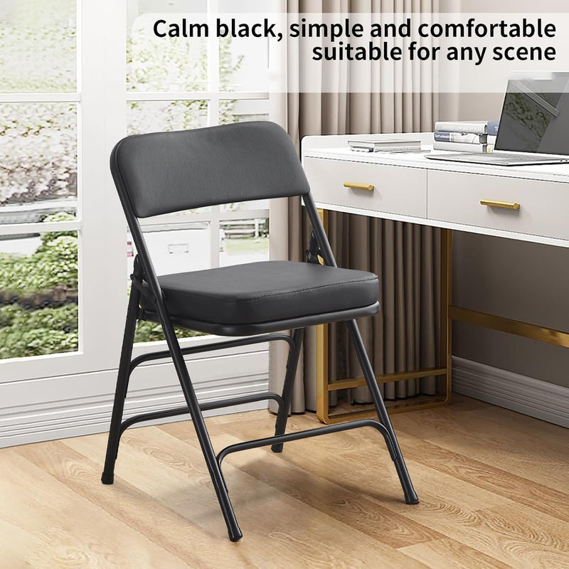 Padded Folding Chair Foldable with Fabic Thick Cushion (2 Pack)