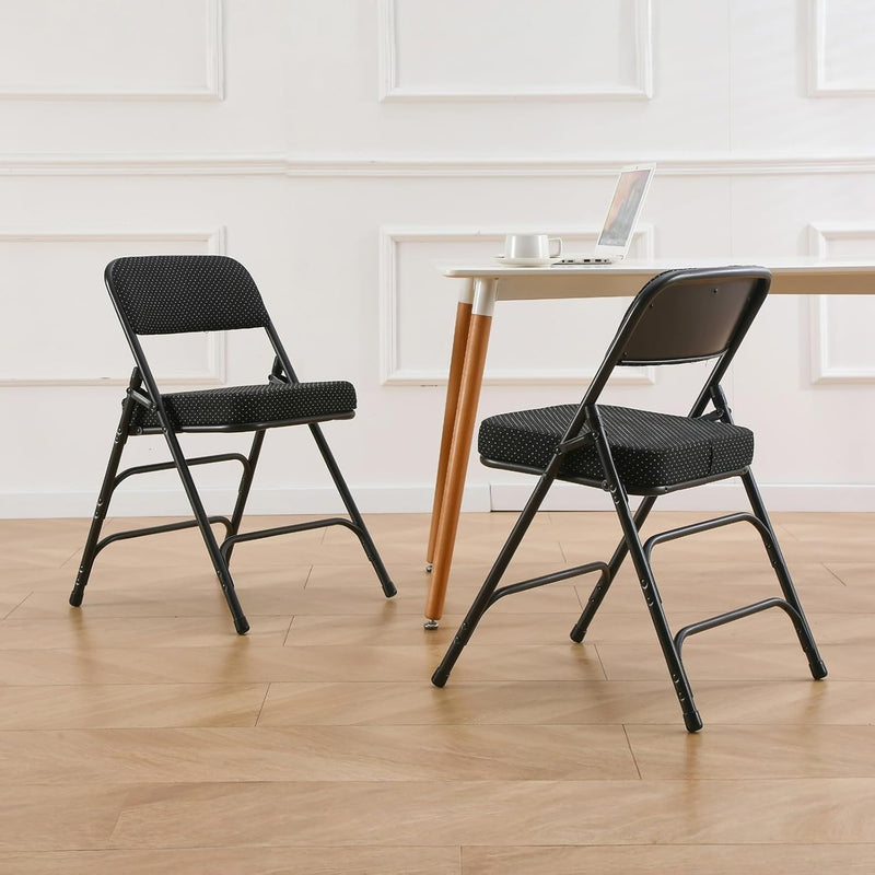 Padded Folding Chair Foldable with Fabic Thick Cushion (2 Pack)