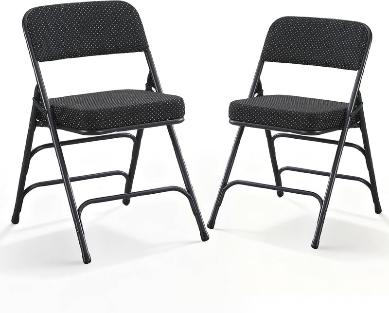 Padded Folding Chair Foldable with Fabic Thick Cushion (2 Pack)