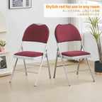 Padded Folding Chair Foldable with Fabic Thick Cushion (2 Pack)