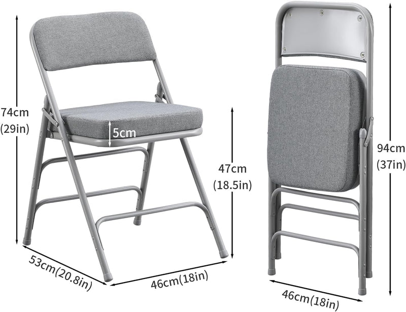 Padded Folding Chair Foldable with Fabic Thick Cushion (2 Pack)