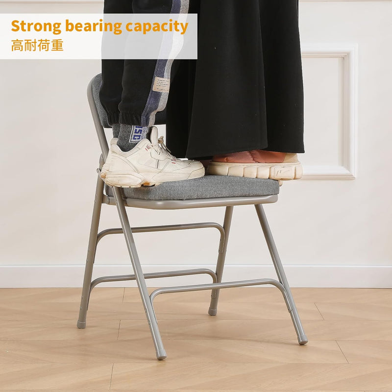 Padded Folding Chair Foldable with Fabic Thick Cushion (2 Pack)