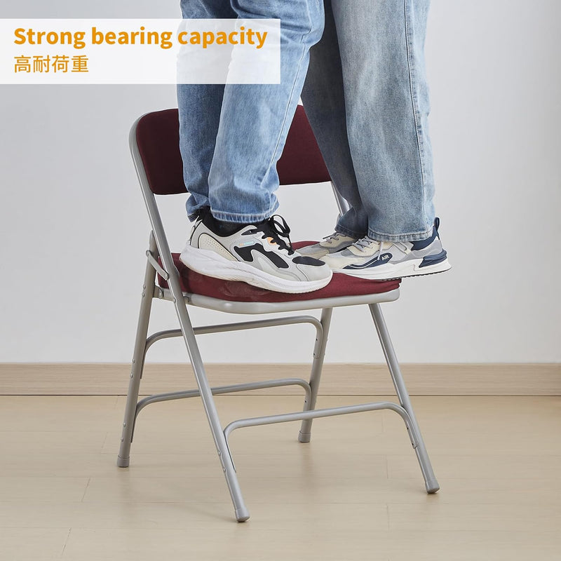 Padded Folding Chair Foldable with Fabic Thick Cushion (2 Pack)