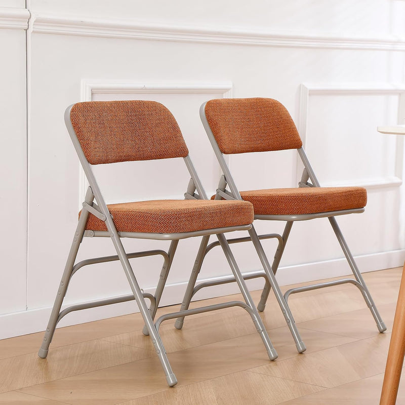 Padded Folding Chair Foldable with Fabic Thick Cushion (2 Pack)