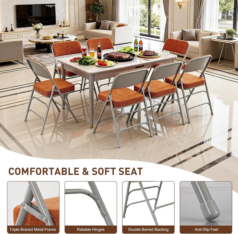 Padded Folding Chair Foldable with Fabic Thick Cushion (2 Pack)