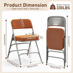 Padded Folding Chair Foldable with Fabic Thick Cushion (2 Pack)